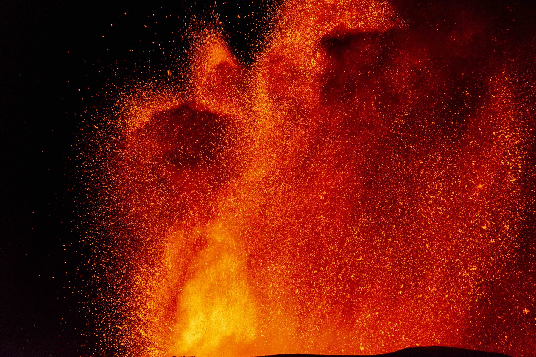 CATANIA, ITALY - 05 JULY : A view of Etna volcano during strong ash and lava spewing in Catania, Italy on 05 July 2023. Italy’s Mount Etna, one of Europe’s most active volcanoes, is erupting powerfully with lava and ash. According to estimates from the regional office of Italy's National Institute of Geophysics and Volcanology (INGV) in Catania, the ash emitted from Etna reached approximately 4.5 kilometers (2.7 miles) in height and moved in a southeast direction. Activity has been particularly observed in the Voragine crater, which started to erupt strongly with lava and ash. Lava flow was also observed from the Voragine crater towards another crater. Salvatore Allegra / Anadolu/ABACAPRESS.COM,Image: 887397907, License: Rights-managed, Restrictions: , Model Release: no, Credit line: AA/ABACA / Abaca Press / Profimedia