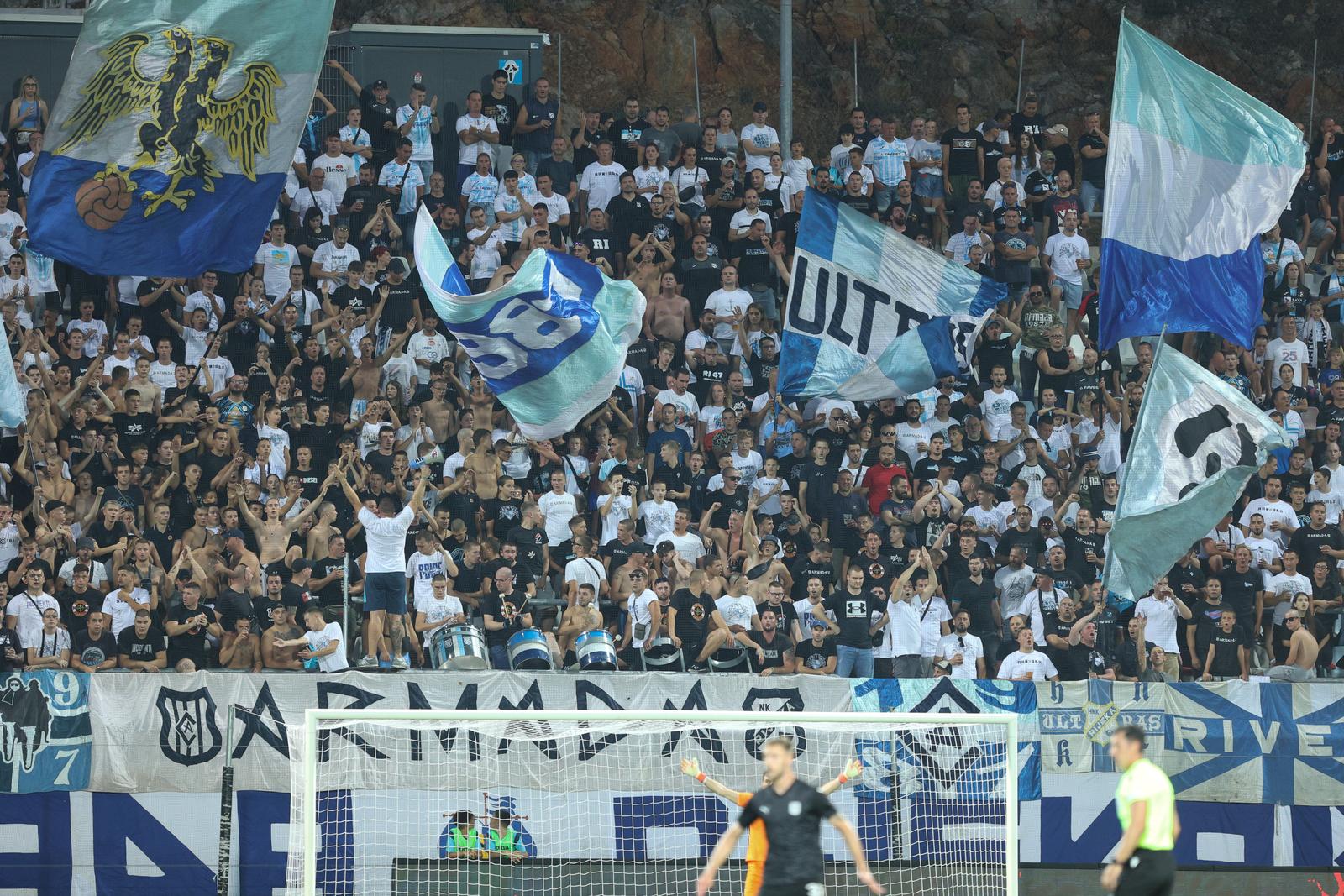 22.08.2024., stadion HNK Rijeka, Rijeka - Prva utakmica play-offa za ulazak u UEFA Konferencijsku ligu, HNK Rijeka - NK Olimpija. navijaci Rijeke, Armada Photo: Nel Pavletic/PIXSELL