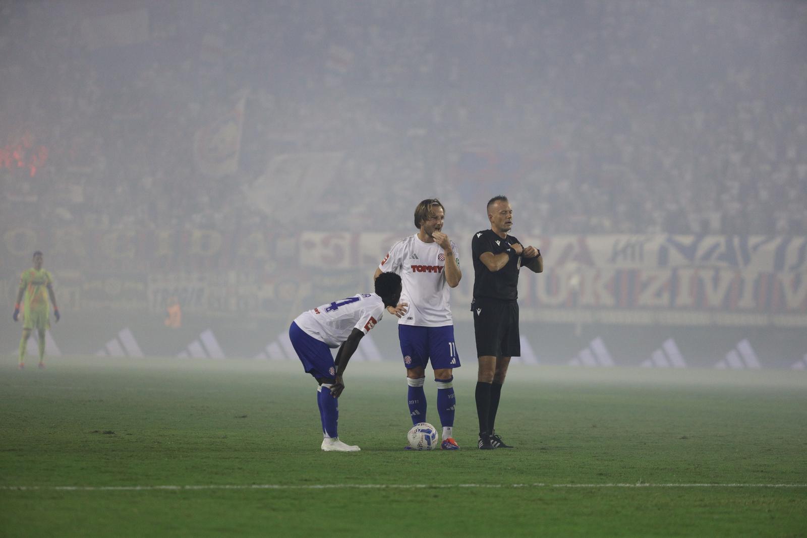 04.08.2024., stadion Poljud, Split - SuperSport HNL, 01. kolo, HNK Hajduk - NK Slaven Belupo. Abdoulie Sanyang, Ivan Rakitic Photo: Sime Zelic/PIXSELL