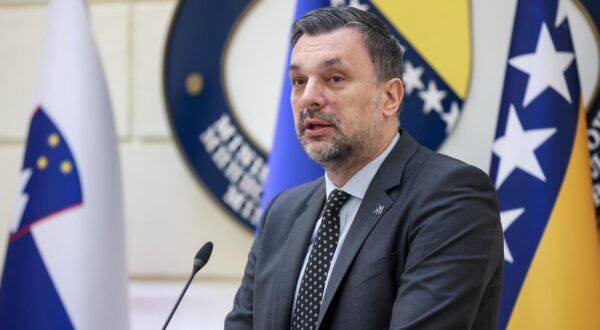 25.03.2024., Sarajevo, Bosna i Hercegovina - Ministar vanjskih poslova BiH Elmedin Konakovic sastao se s potpredsjednicom Vlade i ministricom vanjskih i europskih poslova Republike Slovenije Tanjom Fajon te su odrzali konferenciju za medije. Photo: Armin Durgut/PIXSELL