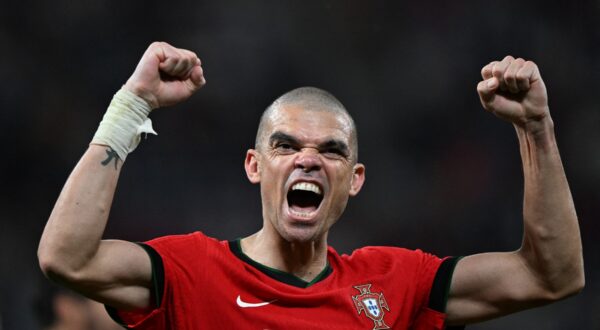 Portugal's defender #03 Pepe celebrates on the pitch after the UEFA Euro 2024 Group F football match between Portugal and the Czech Republic at the Leipzig Stadium in Leipzig on June 18, 2024.,Image: 882762686, License: Rights-managed, Restrictions: , Model Release: no, Credit line: PATRICIA DE MELO MOREIRA / AFP / Profimedia