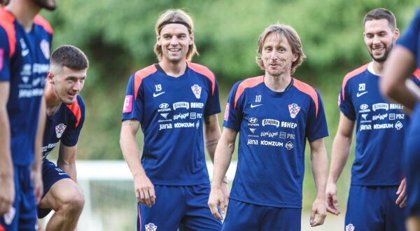 03.09.2024., Zagreb - Trening hrvatske nogometne reprezentacije na terenu Hitrec Kacijan. Petar Sucic, Luka Modric, Borna Sosa, Marko Pjaca Photo: Slavko Midzor/PIXSELL