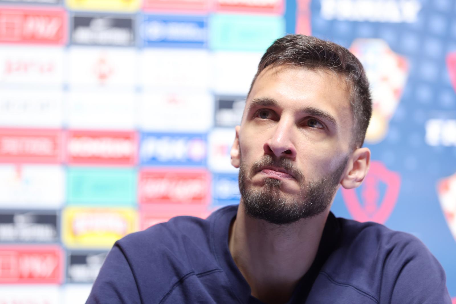 15.04.2024., Zagreb - U KC Drazen Petrovic odrzana je konferencija za medije hrvatske futsal reprezentacije uoci uzvratne utakmice s Poljskom u okviru dodatnih kvalifikacija za Svetsko prvesntvo u Uzbekistanu. Franco Jelovcic Photo: Sanjin Strukic/PIXSELL