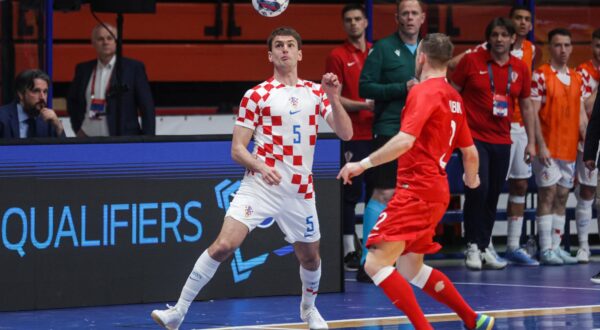 16.04.2024., KC Drazen Petrovic, Zagreb - Druga utakmica dodatnih kvalifikacija za plasman na Svjetsko prvenstvo u futsalu, Hrvatska - Poljska. Niko Vukmir Photo: Luka Stanzl/PIXSELL