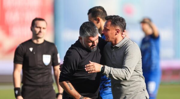 20.10.2024., Koprivnica- Gradski stadion Ivan Kusek Apas u Koprivnici. Slaven Belupo i Hajduk sastali su se u 10. kolu SuperSport HNL-a. Trener Hajduka Gennaro Gattuso i trener Slaven Belupa Kovacevic Mario  Photo: Slavko Midzor/PIXSELL