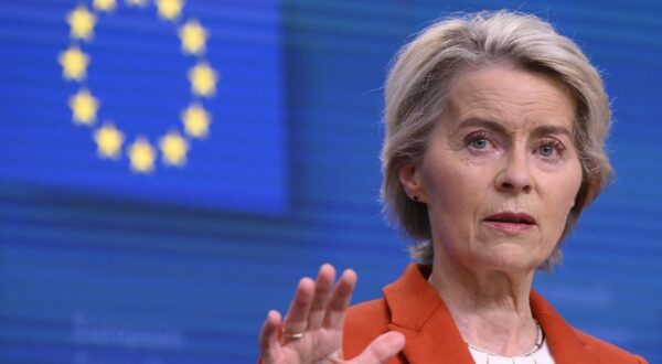 European Commission President Ursula von der Leyen gestures as he addresses a closing press conference with European Council President at the end of an EU summit in Brussels on October 17, 2024. EU leaders on October 17, 2024, called on the European Commission to come up with new laws to increase and speed up migrant returns "as a matter of urgency" after talks in Brussels.,Image: 922601663, License: Rights-managed, Restrictions: , Model Release: no, Credit line: JOHN THYS / AFP / Profimedia