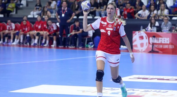 11.10.2023., Skolska sportska dvorana "Mladost", Karlovac - Kvalifikacije za EHF Europsko rukometno prvenstvo za zene, skupina 1, 01. kolo, Hrvatska- Grcka. Camila Micijevic Photo: Kristina Stedul Fabac/PIXSELL