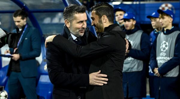 27.11.2024., stadion Maksimir, zagreb - UEFA Liga prvaka, grupna faza, 5. kolo, GNK Dinamo - Borussia Dortmund. Nenad Bjelica, Nuri Sahin Photo: Marko Lukunic/PIXSELL