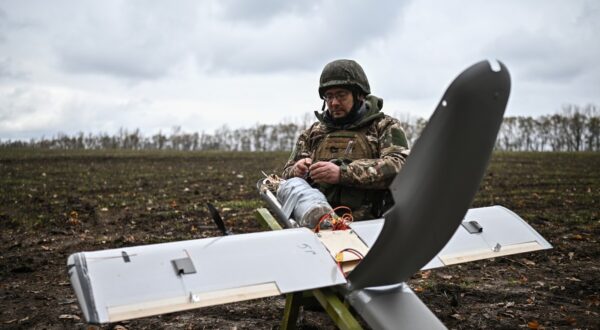 8803393 11.11.2024 A Russian serviceman of the Phoenix special mine-laying battalion prepares to launch a Molniya 2 unmanned aerial vehicle (UAV) in the course of Russia's military operation in Ukraine, in Kursk region, Russia.,Image: 933379820, License: Rights-managed, Restrictions: Editors' note: THIS IMAGE IS PROVIDED BY RUSSIAN STATE-OWNED AGENCY SPUTNIK., Model Release: no, Credit line: Sergey Bobylev / Sputnik / Profimedia