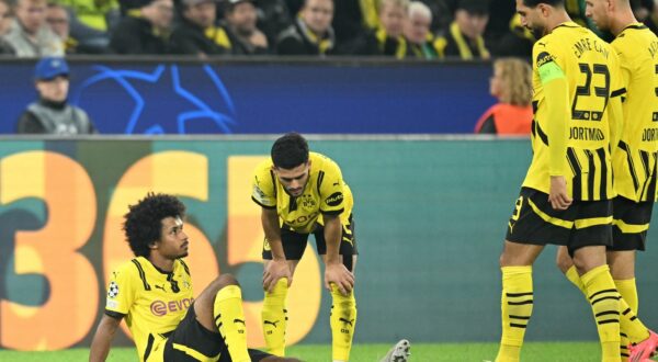 Dortmund's German forward #27 Karim Adeyemi lays injured on the pitch during the UEFA Champions League football match between Borussia Dortmund and Celtic in Dortmund, western Germany on October 1, 2024.,Image: 914862943, License: Rights-managed, Restrictions: , Model Release: no, Credit line: INA FASSBENDER / AFP / Profimedia