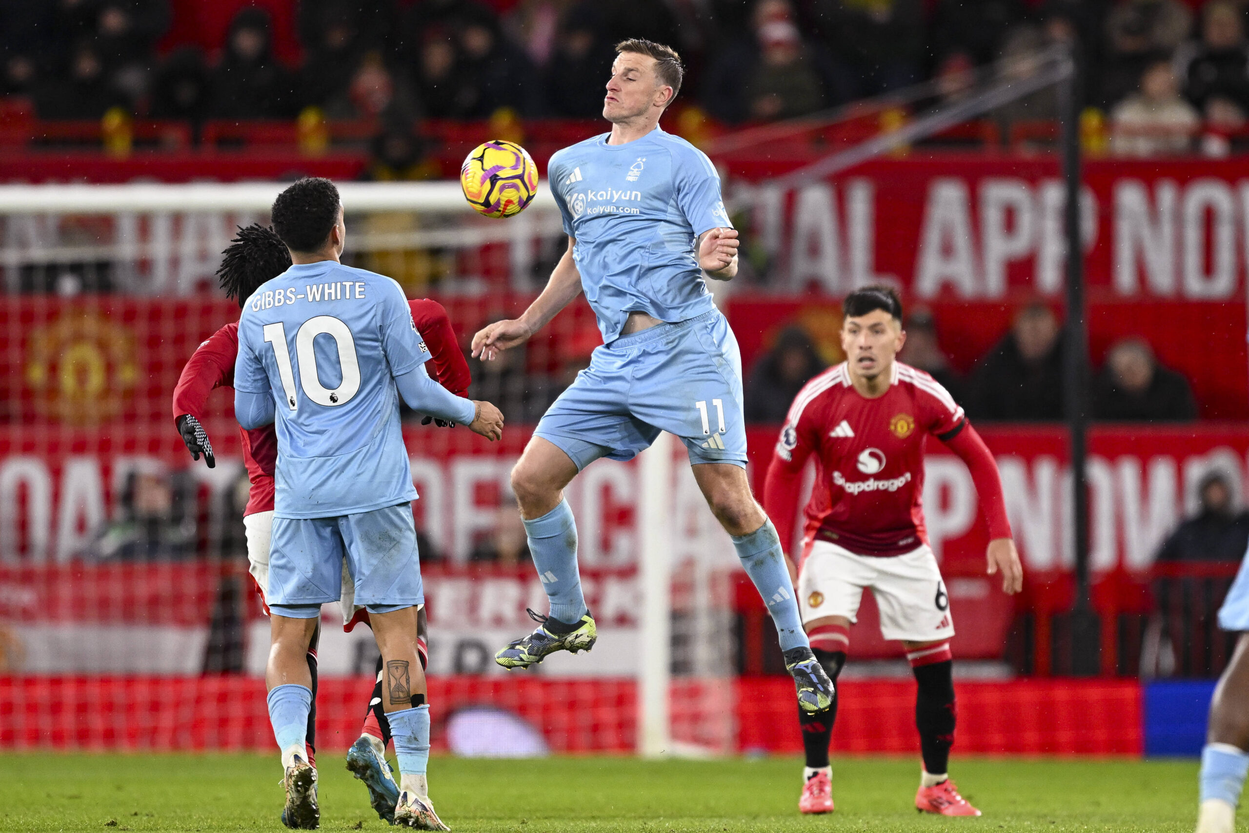 Old Trafford MANCHESTER, ENGLAND - DECEMBER 07: Chris Wood of Nottingham Forest C controls the ball during the Premier League 2024/25 Matchweek 15 match between Manchester United, ManU FC and Nottingham Forest FC at Old Trafford on December 07, 2024 in Manchester, England. Richard Callis / SPP PUBLICATIONxNOTxINxBRAxMEX Copyright: xRichardxCallisx/xSPPx spp-en-RiCa-RC4_RIC_M.United_Nottingham_07Dec2024_EN222