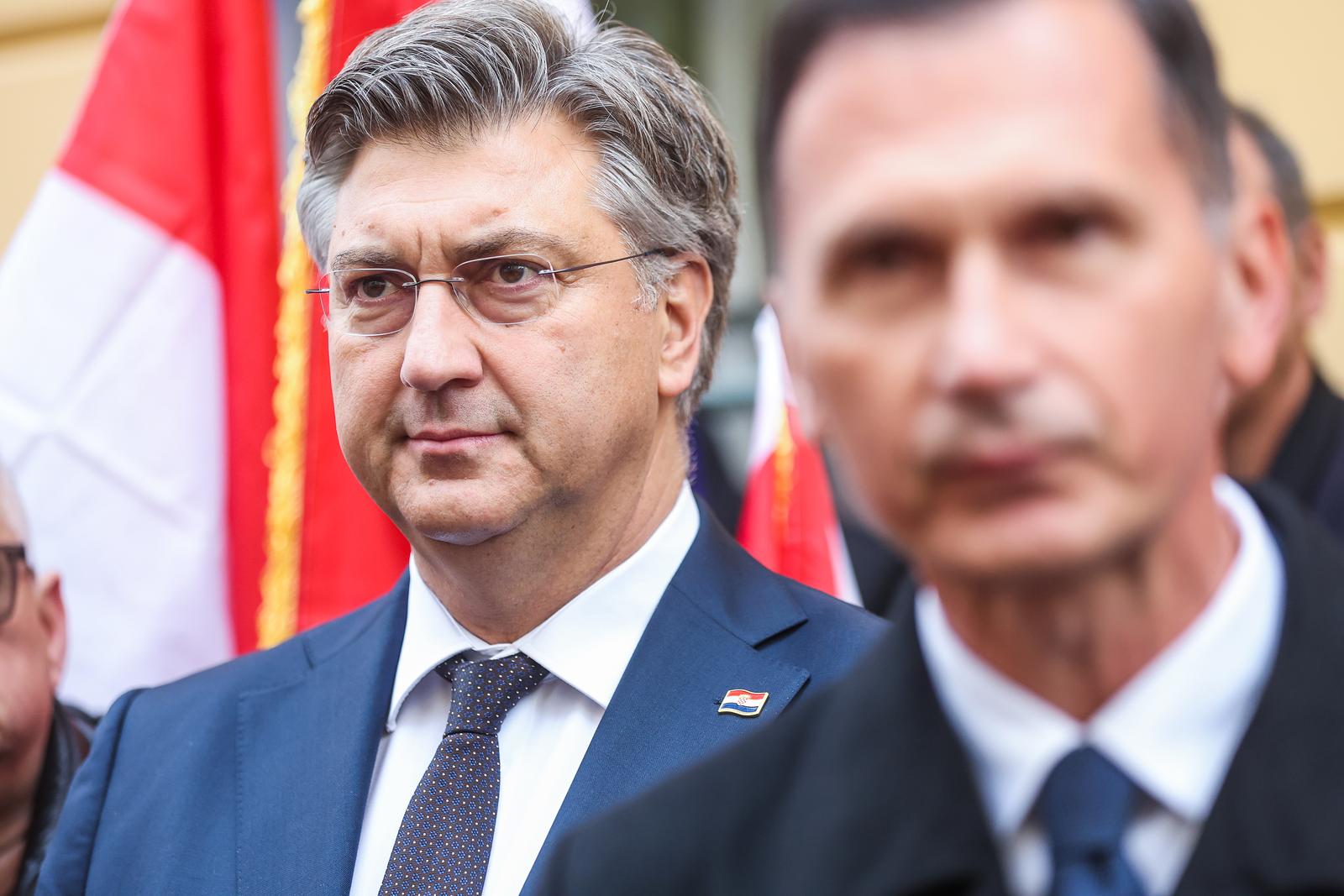 04.12.2024., Zagreb - Predaja prijedloga kandidature za predsjednika Republike Drzavnom izbornom povjerenstvu kandidata HDZ-a za predsjednika Republike Hrvatske Dragana Primorca. Andrej Plenkovic Photo: Slavko Midzor/PIXSELL