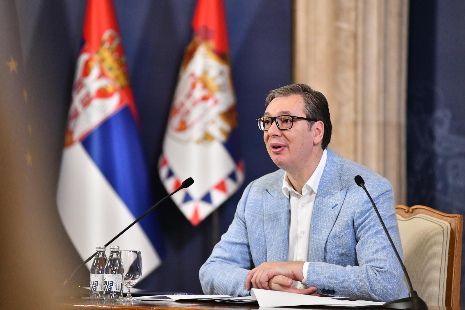 01, December, 2024, Belgrade - The President of the Republic of Serbia, Aleksandar Vucic, addressed the citizens at the Palace of Serbia. Aleksandar Vucic. Photo: L. L./ATAImages

01, decembar, 2024, Beograd - Predsednik Republike Srbije Aleksandar Vucic obratio se gradjanima u Palati Srbija. Photo: L. L./ATAImages Photo: L. L./ATAImages/PIXSELL