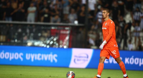17.08.2023., Solun, Grcka - Uzvratni susret 3. pretkola UEFA Konferencijske lige, PAOK - Hajduk. Dominik Kotarski. Photo: RAFAIL GEORGIADES / EUROKINISS/PIXSELL