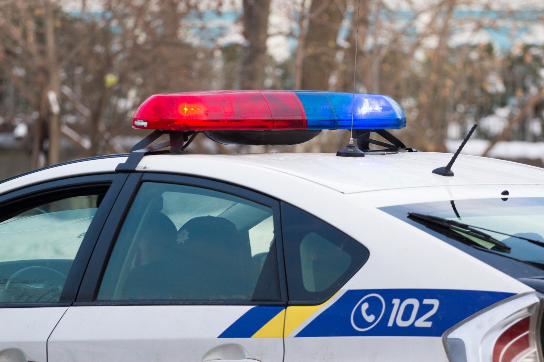 Ukrainian police car standing in the yard, Upper part with lights,Image: 307623752, License: Royalty-free, Restrictions: , Model Release: no, Credit line: Oleksandr Sokolenko / Alamy / Alamy / Profimedia