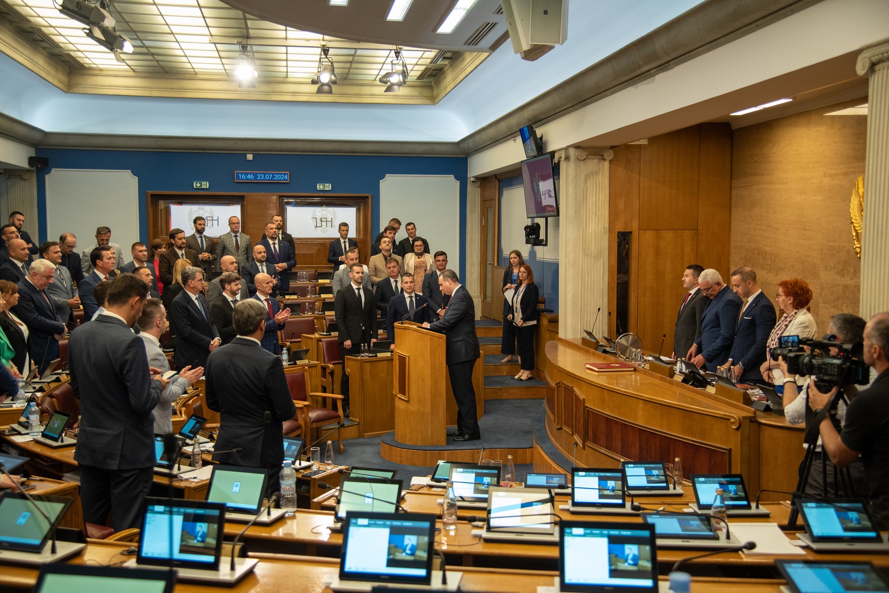 23, July, 2024, Podgorica - At the proposal of Prime Minister Milojko Spajic, the deputies voted to change the composition of the 44th Government of Montenegro. Photo: R.R./ATAImages

23, jul, 2024, Podgorica - Na predlog premijera Milojka Spajica, poslanici su izglasali promjene sastava 44. Vlade Crne Gore. Photo: R.R./ATAImages,Image: 891717803, License: Rights-managed, Restrictions: , Model Release: no, Credit line: R.R. / ATA Images / Profimedia