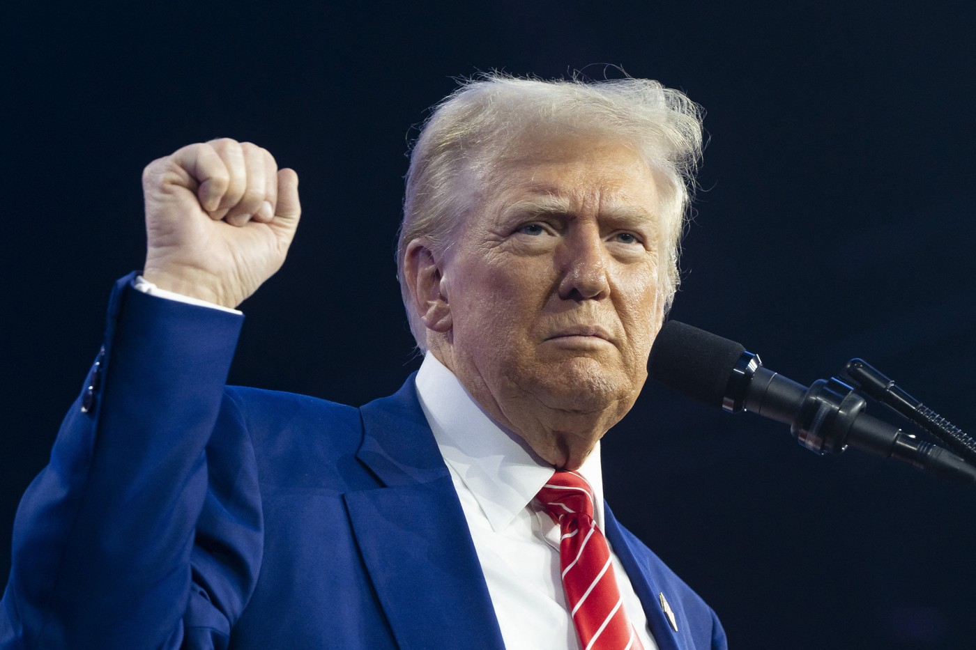 PHOENIX, ARIZONA - DECEMBER 22: U.S. President-elect Donald Trump speaks during Turning Point USA's AmericaFest at the Phoenix Convention Center on December 22, 2024 in Phoenix, Arizona. The annual four day conference geared toward energizing and connecting conservative youth hosts some of the country's leading conservative politicians and activists.   Rebecca Noble,Image: 949354496, License: Rights-managed, Restrictions: , Model Release: no, Credit line: Rebecca Noble / Getty images / Profimedia