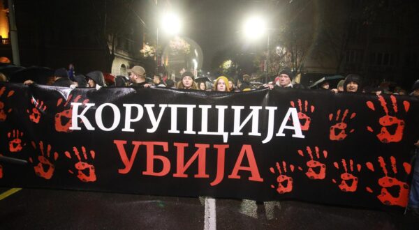 11, November, 2024, Belgrade - The protest regarding the crimes that took place in Novi Sad, organized by the opposition parties, was held in front of the Government of Serbia. Photo: F.S./ATAImages

11, novembar, 2024, Beograd - Protest povodom zlocina koji se dogodio u Novom Sadu u organizaciji opozicionih stranaka odrzan je ispred Vlade Srbije. Photo: F.S./ATAImages Photo: F.S./ATAImages/PIXSELL