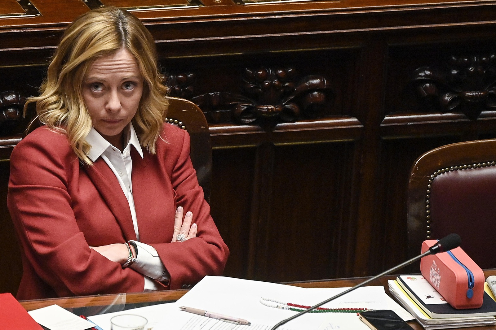 epa11782560 Italian Prime Minister Giorgia Meloni reports at the Chamber of Deputies on the upcoming European Council, in Rome, Italy, 17 December 2024. EU leaders will attend a European Council meeting in Brussels on 19 December.  EPA/RICCARDO ANTIMIANI