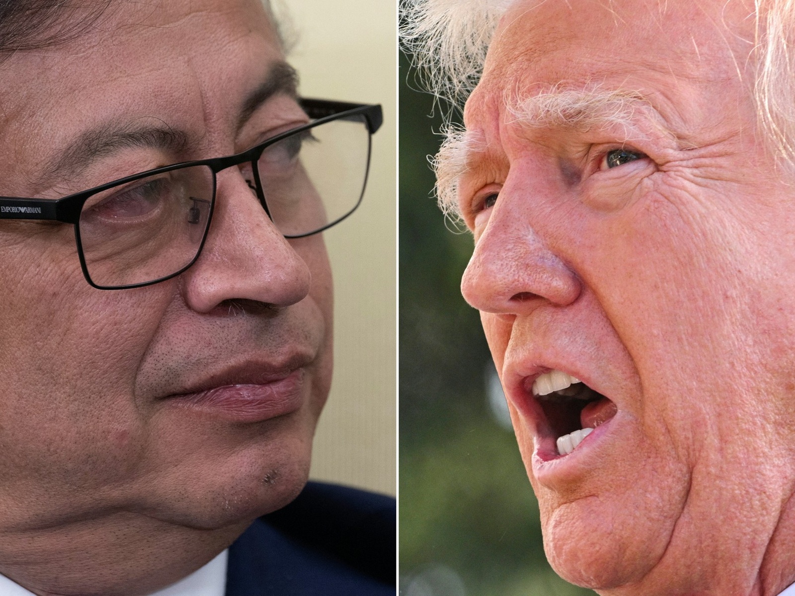 (COMBO) This combination of pictures created on January 26, 2025 shows Colombian President Gustavo Petro in Washington, DC, on April 20, 2023 and US President Donald Trump in Washington, DC, on January 24, 2025.
 US President Donald Trump on January 26, 2025, ordered sweeping tariffs and sanctions against Colombia in retaliation for its refusal to accept deportation flights, as Bogota responded in kind with a 25 percent levy on US goods.,Image: 957909035, License: Rights-managed, Restrictions: , Model Release: no, Credit line: ROBERTO SCHMIDT / AFP / Profimedia
