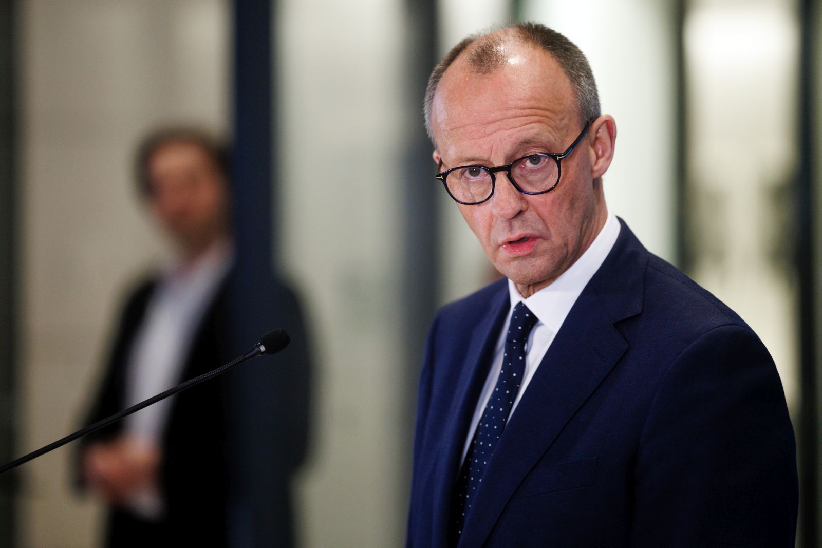 epa11846857 Chairman of the Christian Democratic Union (CDU) party and faction, Friedrich Merz, delivers a statement at the German parliament 'Bundestag' in Berlin, Germany, 23 January 2025. Merz delivered a statement in reaction to the knife attack on 22 January in Aschaffenburg. Two people have been killed in an attack on a group of children in a park in the Franconian town of Aschaffenburg. The victims were a 41-year-old man and a two-year-old boy from Morocco, according to Bavaria's Interior Minister Joachim Herrmann. Police detained a suspected perpetrator.  EPA/CLEMENS BILAN