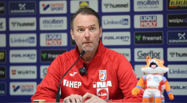 13.01.2025., Zagreb - Arena. Konferencija za novinare hrvatske rukometne reprezentacije uoci pocetka svjetskog rukometnog prvenstva. Medijima su se obratili Dagur Sigurdsson, Marin Sipic i Dominik Kuzmanovic. Photo: Sanjin Strukic/PIXSELL