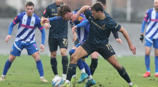 14.12.2024., stadion u Kranjcevicevoj ulici, Zagreb - SuperSport HNL, 17. kolo, NK Lokomotiva - GNK Dinamo. Robert Mudrazija, Dario Spikic Photo: Goran Stanzl/PIXSELL