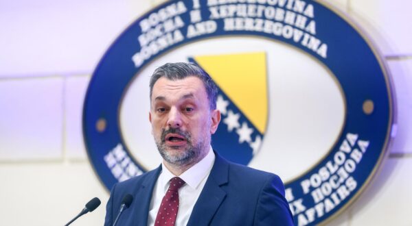 24.01.2025., Sarajevo, Bosna i Hercegovina - Ministar vanjskih poslova BiH Elmedin Konakovic odrzao je konferenciju za medije povodom druge godine mandata na ovoj funkciji. Photo: Armin Durgut/PIXSELL