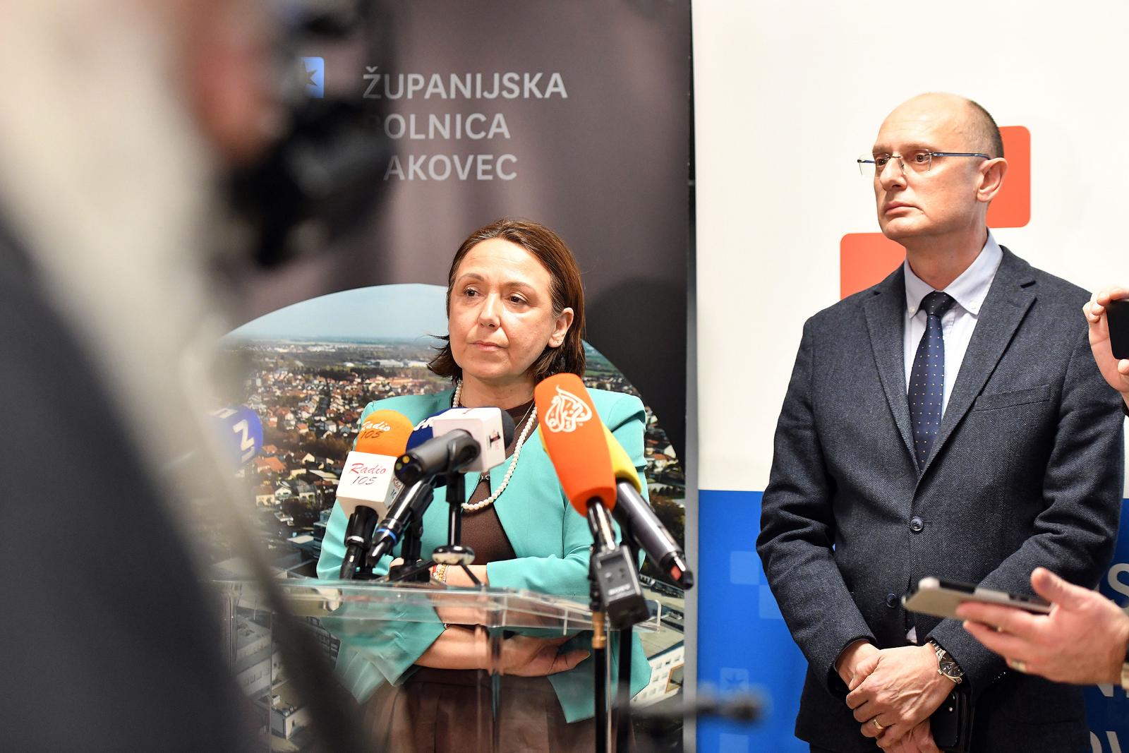 25701.2025., Cakovec - Ministrica zdravstva Irena Hrstic na sastanku sa ravnateljem ZB Cakovec Nikolom Hrenom i kirurzima koji su prosli tjedan dali otkaz. Nikola Hren i Irena Hrstic. Photo: Vjeran Zganec Rogulja/PIXSELL