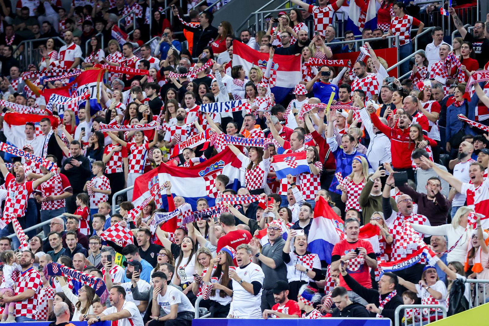 28.01.2025., Arena Zagreb, Zagreb - IHF Svjetsko rukometno prvenstvo 2025., cetvrtfinale, Hrvatska - Madjarska. navijaci Hrvatske Photo: Sanjin Strukic/PIXSELL