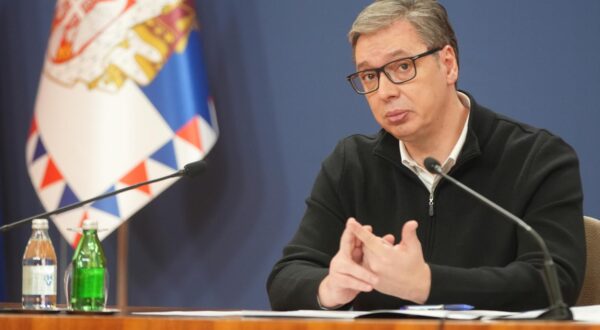 28, January, 2025, Belgrade - The President of the Republic of Serbia Aleksandar Vucic addressed the public in the Palace of Serbia. Aleksandar Vucic. Photo: Antonio Ahel/ATAImages

28, januar, 2025, Beograd - Predsednik Republike Srbije Aleksandar Vucic obratio se javnosti u u Palati Srbija. Photo: Antonio Ahel/ATAImages Photo: Antonio Ahel/ATAImages/PIXSELL