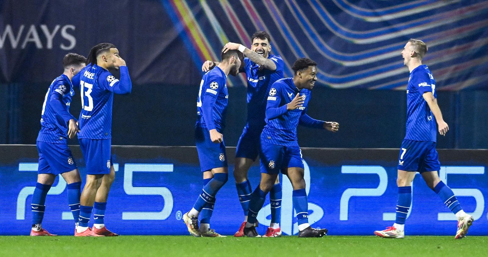 29.01.2025., stadion Maksimir, Zagreb - UEFA Liga prvaka, grupna faza, 8. kolo, GNK Dinamo - AC Milan. Slavlje nogometasa Dinama nakon pogotka Marka Pjace za vodstvo 2:1. Photo: Marko Lukunic/PIXSELL