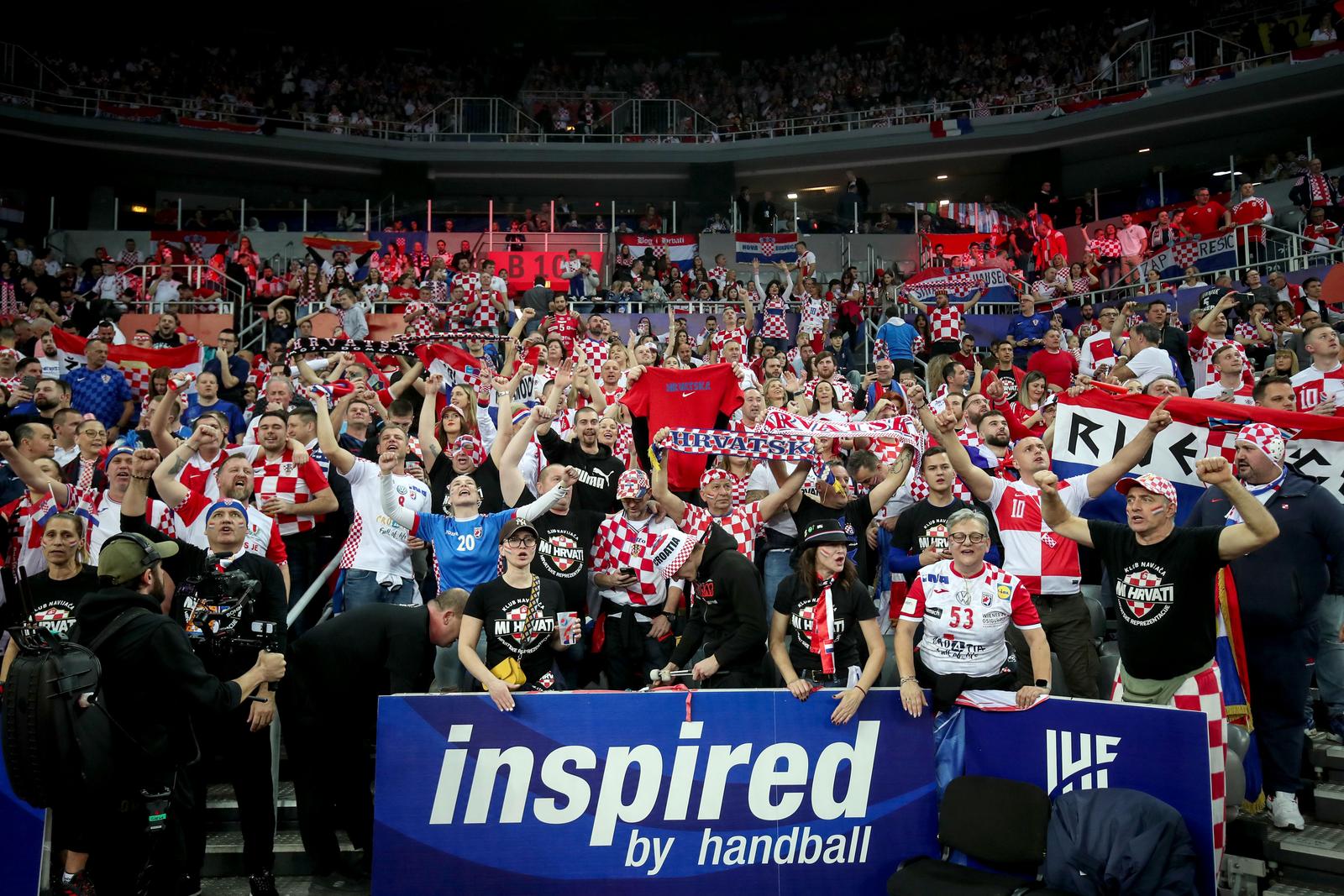 30.01.2025., Arena Zagreb, Zagreb - IHF Svjetsko rukometno prvenstvo 2025., polufinale, Francuska - Hrvatska. navijaci Hrvatske Photo: Sanjin Strukic/PIXSELL