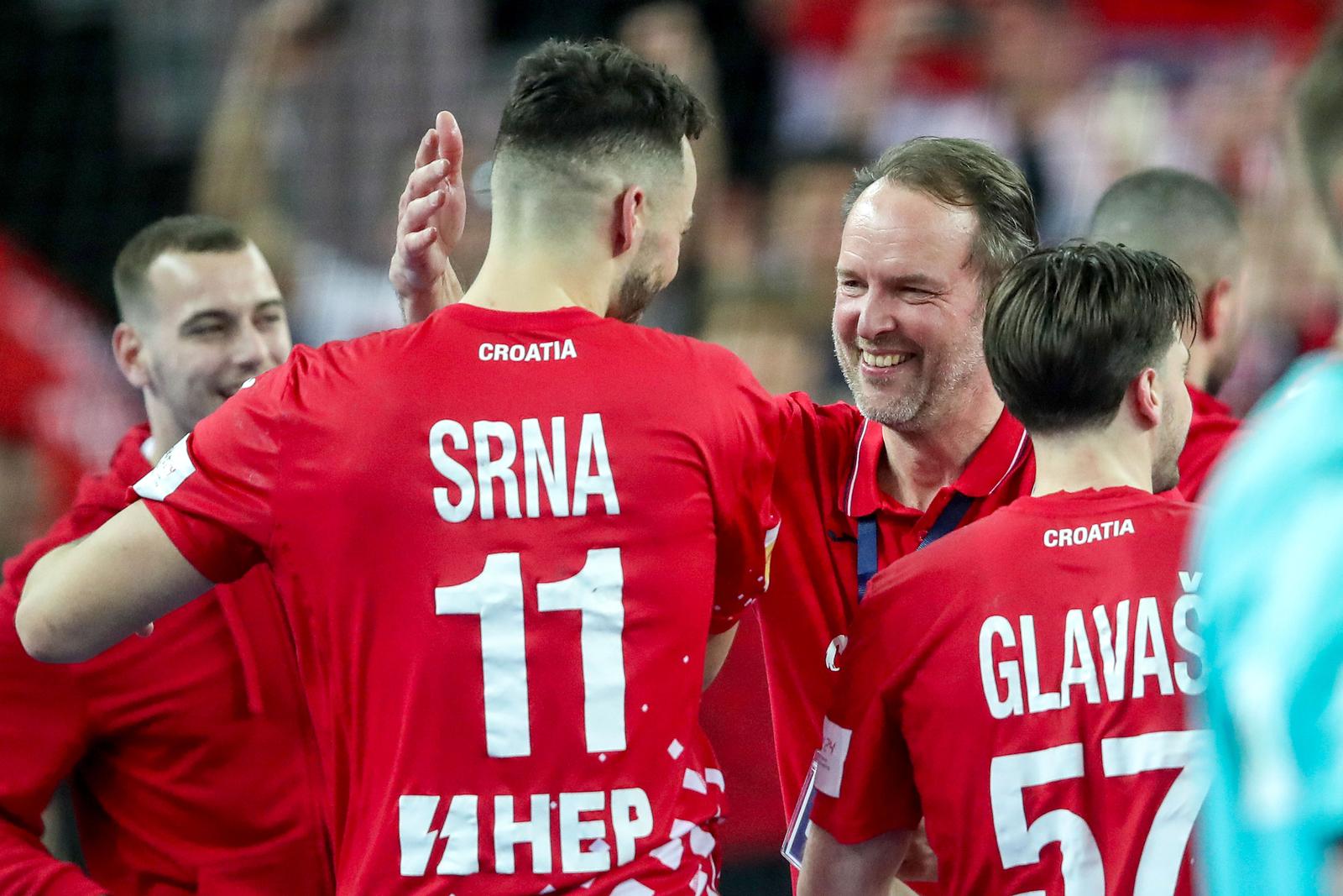 30.01.2025., Arena Zagreb, Zagreb - IHF Svjetsko rukometno prvenstvo 2025., polufinale, Francuska - Hrvatska. Zvonimir Srna, izbornik Hrvatske Dagur Sigurdsson Photo: Slavko Midzor/PIXSELL