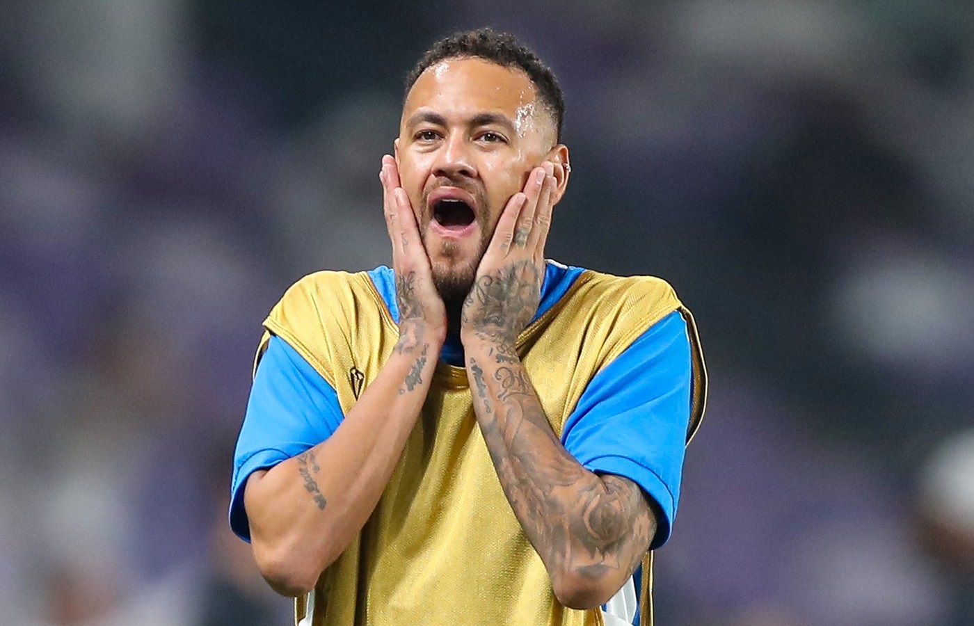 (FILES) Hilal's Brazilian forward #10 Neymar warms up ahead of the AFC Champions League group B football match between UAE's Al-Ain and Saudi's Al-Hilal at the Hazza bin Zayed Stadium in al-Ain on October 21, 2024. Brazilian star Neymar said 2026 will be his last World Cup with Brazil, who have yet to qualify for football's showpiece event, and was confident the ‘Canarinha’ will improve their level to fight for their sixth world title, according to statements reported on January 7, 2025, by CNN.,Image: 952425070, License: Rights-managed, Restrictions: , Model Release: no, Credit line: AFP / AFP / Profimedia