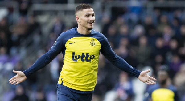 January 26, 2025, Antwerp, Belgium: Union's Franjo Ivanovic celebrates after scoring during a soccer match between Beerschot VA and Royale Union Saint-Gilloise, Sunday 26 January 2025 in Antwerp, on day 23 of the 2024-2025 season of the 'Jupiler Pro League' first division of the Belgian championship.,Image: 957820259, License: Rights-managed, Restrictions: * Belgium, France, Germany, Luxembourg and Netherlands Rights OUT *, Model Release: no, Credit line: Kristof Van Accom / Zuma Press / Profimedia