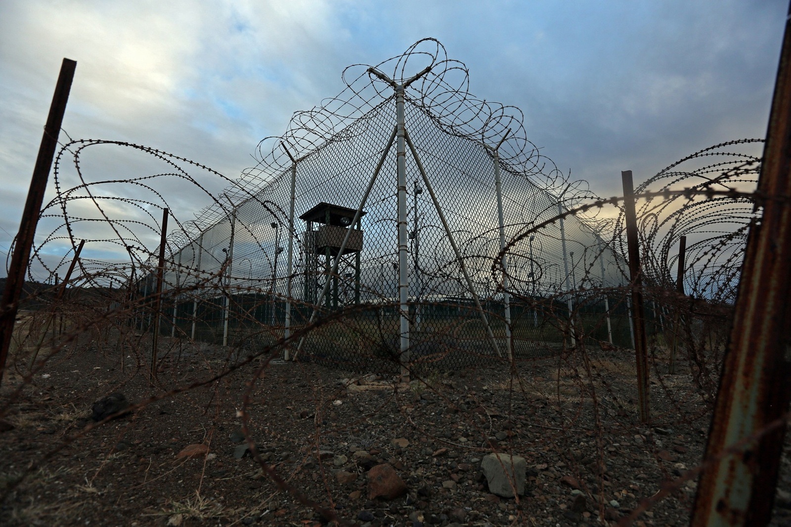 An unstaffed tower in an abandoned portion of Guantanamo's Detention Center Zone on February 12, 2017. The military approved release of this photo.,Image: 395899997, License: Rights-managed, Restrictions: *** World Rights *** US Newspapers Out ***, Model Release: no, Credit line: TNS / ddp USA / Profimedia