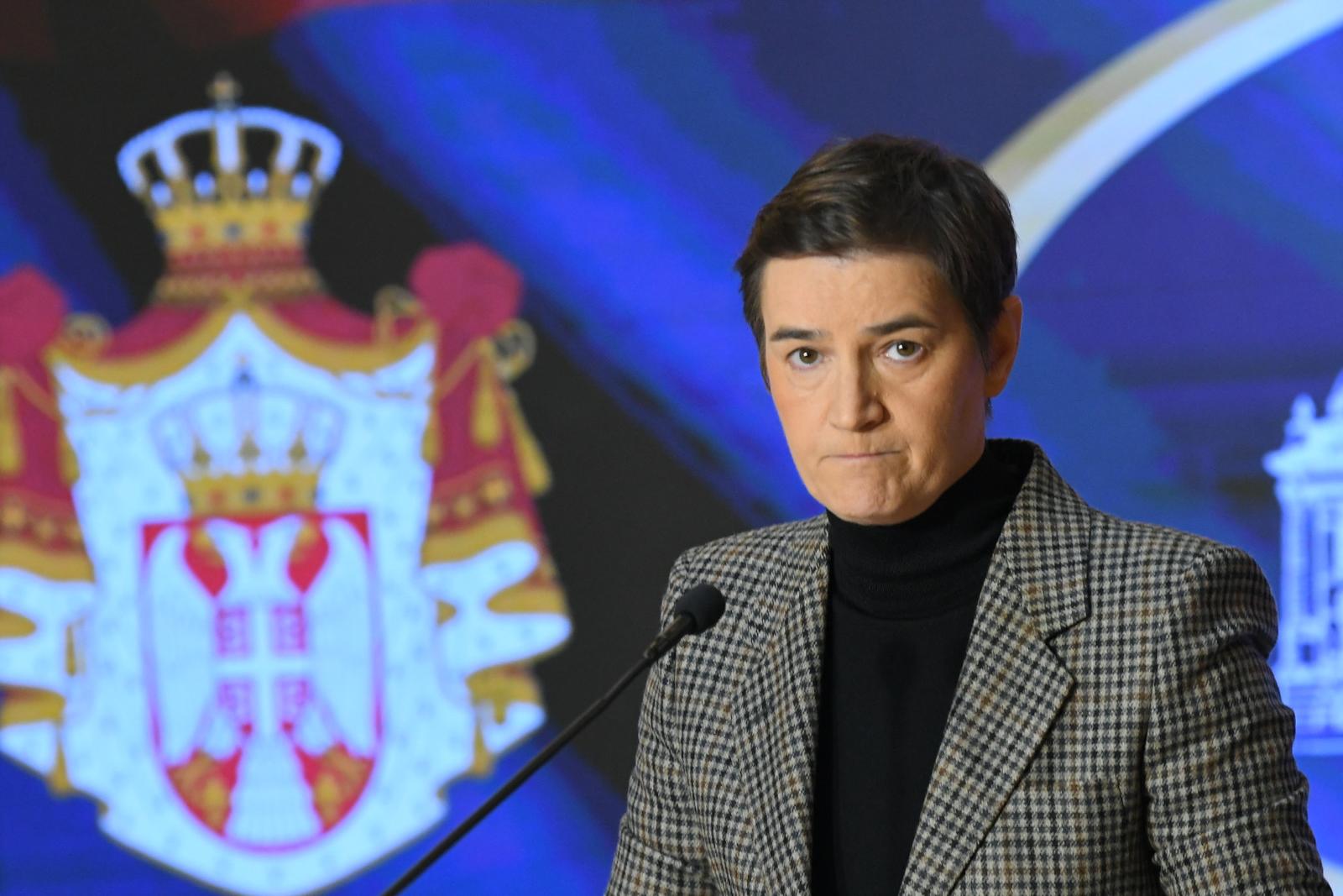 15, January, 2025, Belgrade - The press conference for the Speaker of the National Assembly of Serbia, Ana Brnabic, was held in the House of the National Assembly. Ana Brnabic. Photo: R.Z./ATAImages

15, januar, 2025, Beograd - Konferencija za medje predsednice Narodne skupstine Srbije Ane Brnabic odrzana je u Domu Narodne skupstine. Photo: R.Z./ATAImages Photo: R.Z./ATAImages/PIXSELL