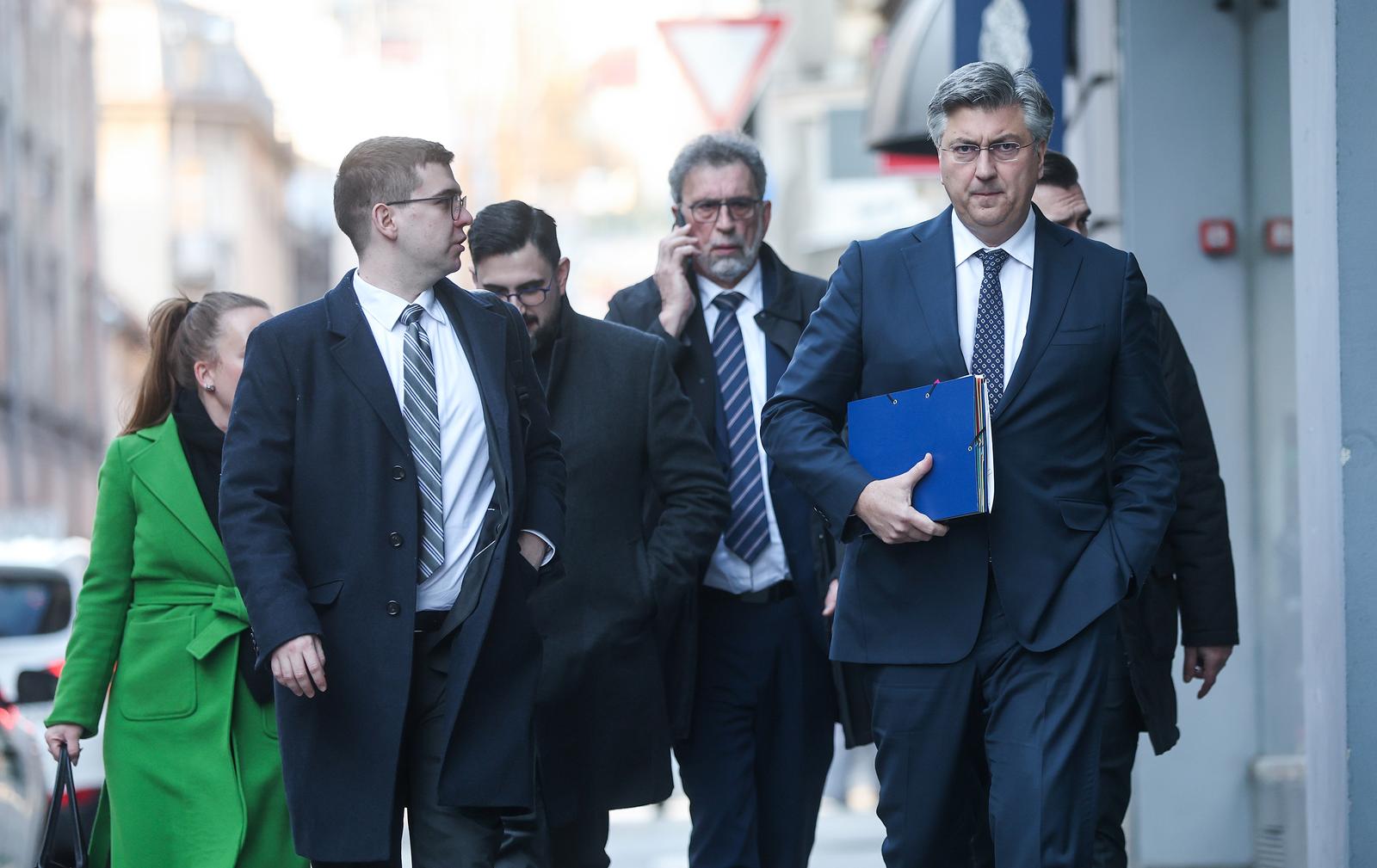 20.02.2025., Zagreb - Dolazak clanova HDZ-a na zajednicku sjednicu Predsjednistva i Nacionalnog odbora HDZ-a. Andrej Plenkovic Photo: Slavko Midzor/PIXSELL
