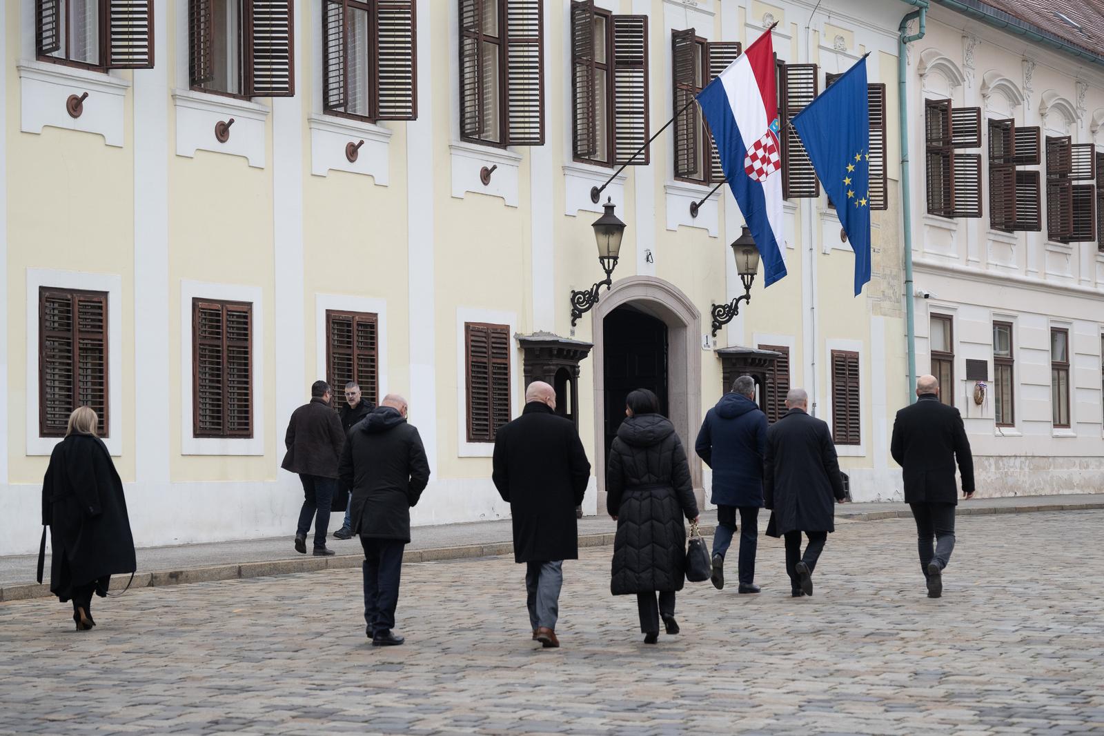 21.01.2025., Zagreb - Dolazak clanova parlamentarne vecine na sastanak u Vladu.
 Photo: Davor Puklavec/PIXSELL