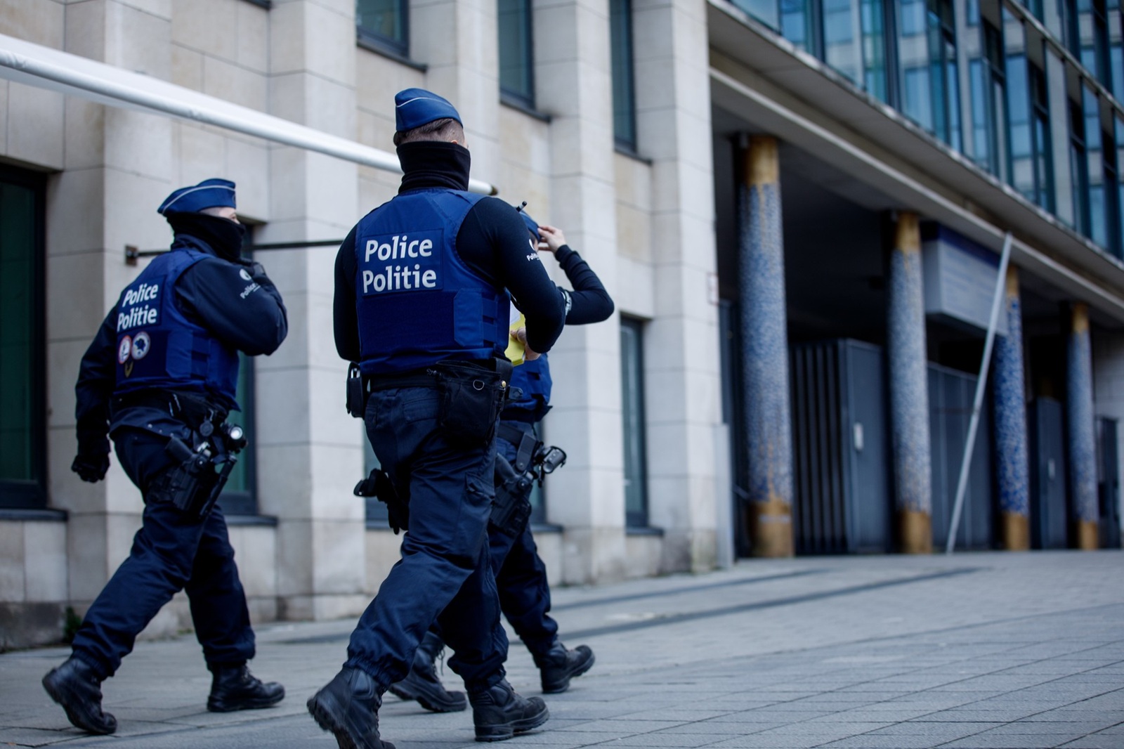 Police pictured outside the offices of the Brussels' King's Prosecutor on Tuesday 28 January 2025.,Image: 958311452, License: Rights-managed, Restrictions: , Model Release: no, Credit line: HATIM KAGHAT / Belga Press / Profimedia