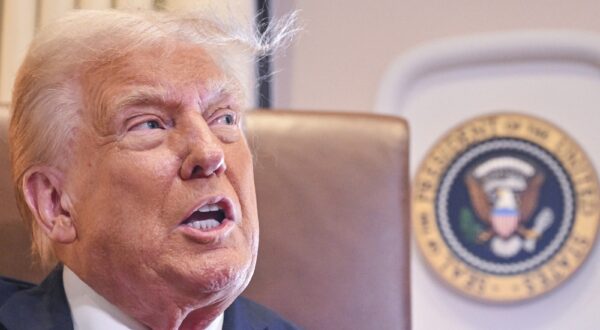 US President Donald Trump speaks to the press before signing a proclamation renaming the Gulf of Mexico as the Gulf of America aboard Air Force One enroute to New Orleans, Louisiana on Febrary 09, 2025.  For years, as disputes over names on the map riled up nationalist passions in several parts of the world, US policymakers have watched warily, trying to stay out or to quietly encourage peace. Suddenly, the United States has gone from a reluctant arbiter to a nomenclature belligerent, as President Donald Trump declared that the Gulf of Mexico will henceforth be called the "Gulf of America." In an executive order signed hours after he returned to the White House, Trump called the water body an "indelible part of America" critical to US oil production and fishing and "a favorite destination for American tourism and recreation activities.",Image: 961667540, License: Rights-managed, Restrictions: , Model Release: no, Credit line: ROBERTO SCHMIDT / AFP / Profimedia