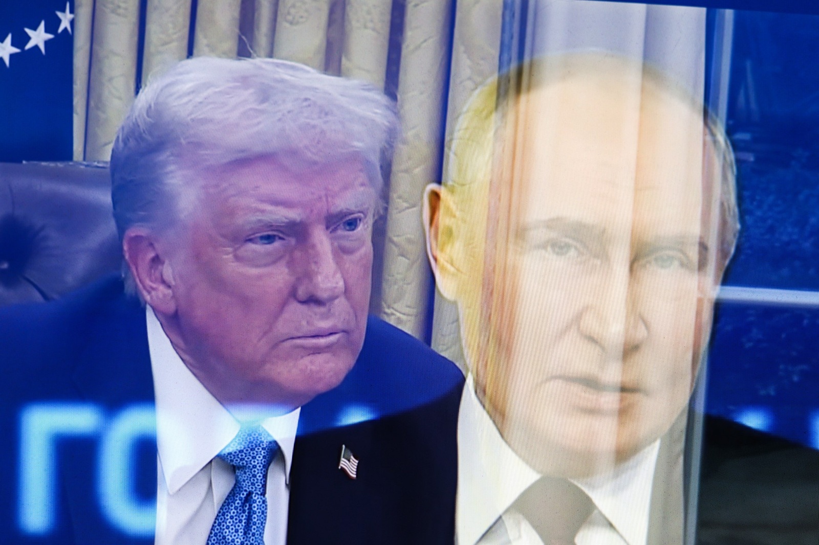 February 13, 2025, Moscow, Russia: United States President Donald Trump (left) and Russian President Vladimir Putin (right) are seen. A lengthy telephone conversation took place between Russian President Vladimir Putin and US President Donald Trump. The heads of state discussed issues related to artificial intelligence, the Middle East and energy. The main topic was the issue of a settlement in Ukraine. Donald Trump spoke in favor of an early cessation of hostilities and a peaceful solution to the problem. Vladimir Putin, for his part mentioned the need to eliminate the root causes of the conflict and agreed with Donald Trump that a long-term settlement can be achieved through peaceful negotiations. Both sides instructed their teams to begin negotiations ''immediately.'' The negotiations on the American side will be led by Secretary of State Marco Rubio, CIA Director John Ratcliffe, National Security Advisor Michael Waltz and Special Envoy Steve Witkoff.,Image: 963032323, License: Rights-managed, Restrictions: , Model Release: no, Credit line: Artem Priakhin / Zuma Press / Profimedia