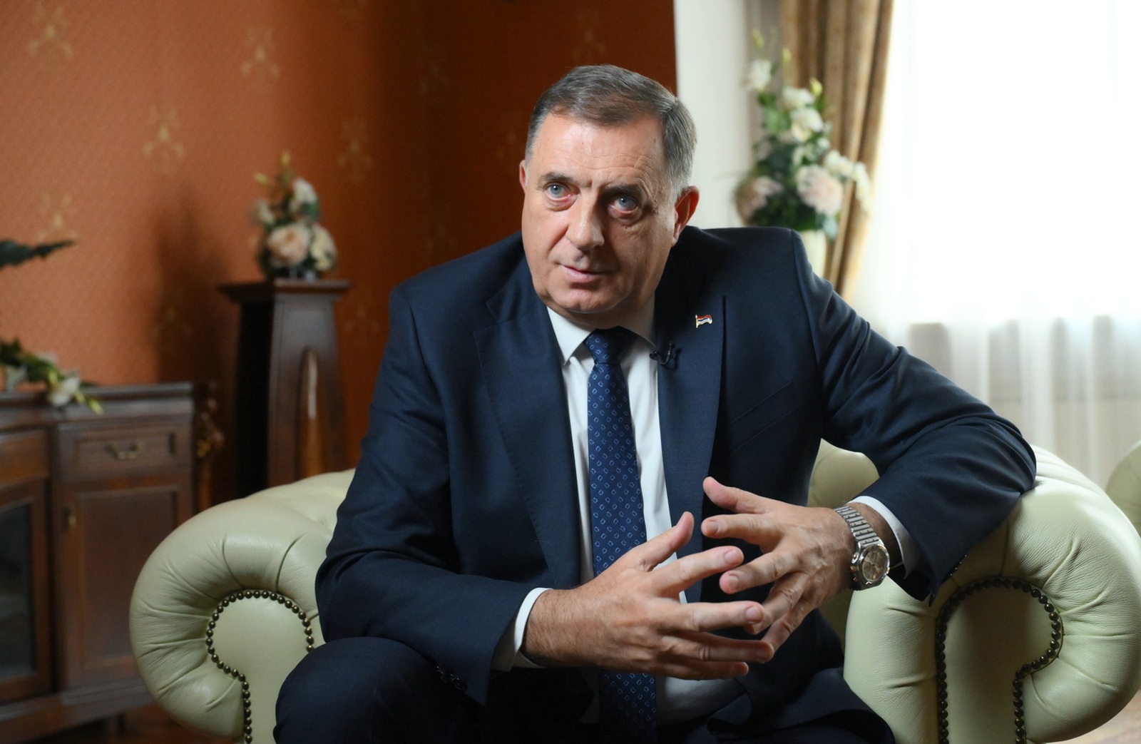 8791393 24.10.2024 President of the Republic of Srpska Milorad Dodik during an interview with RIA Novosti. Images can be used on the condition that the photographer’s name and source are mentioned in the following order: “name of the photographer / brics-russia2024.ru host photo agency.”  / Photohost agency brics-russia2024.ru,Image: 925837803, License: Rights-managed, Restrictions: Editors' note: THIS IMAGE IS PROVIDED BY RUSSIAN STATE-OWNED AGENCY SPUTNIK., Model Release: no, Credit line: Alexey Nikolskiy / Sputnik / Profimedia