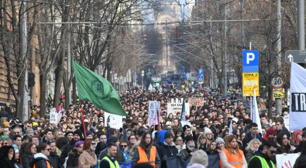 05, February, 2025, Belgrade -A protest was held in front of the Ministry of Education, organized by several faculties of the University of Belgrade. Photo: R.Z./ATAImages

05, februar, 2025, Beograd - Ispred Ministarstva prosvete odrzan je protest u organizaciji vise fakulteta Univerziteta u Beogradu. Photo: R.Z./ATAImages Photo: R.Z./ATAImages/PIXSELL