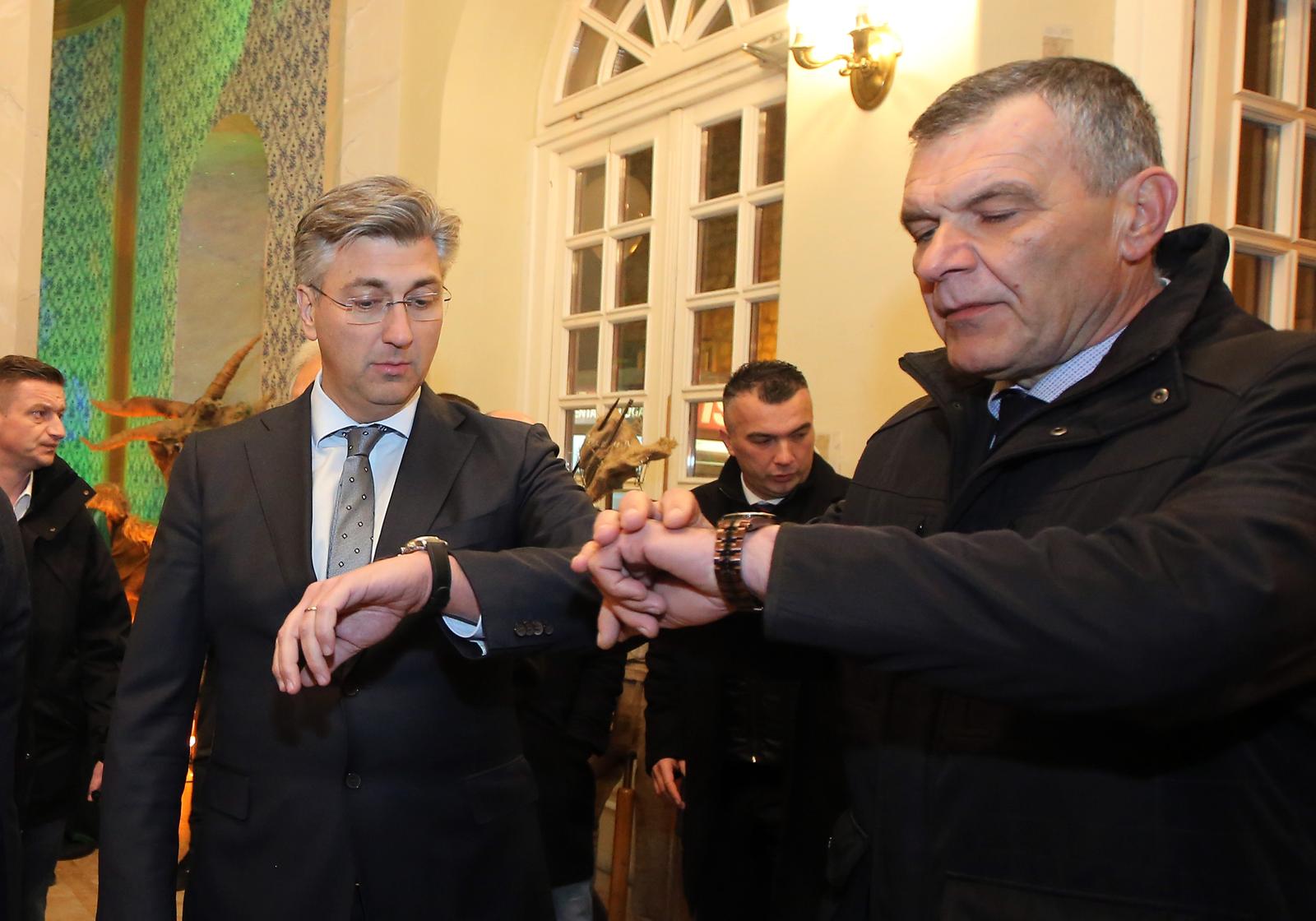 07.02.2020., Sibenik - U Hrvatskom narodnom kazalistu u Sibeniku svecano je proslavljena 30. obljetnica osnutka Hrvatske demokratske zajednice u Sibensko-kninskoj zupaniji. Andrej Plenkovic, Nediljko Dujic Photo: Dusko Jaramaz/PIXSELL