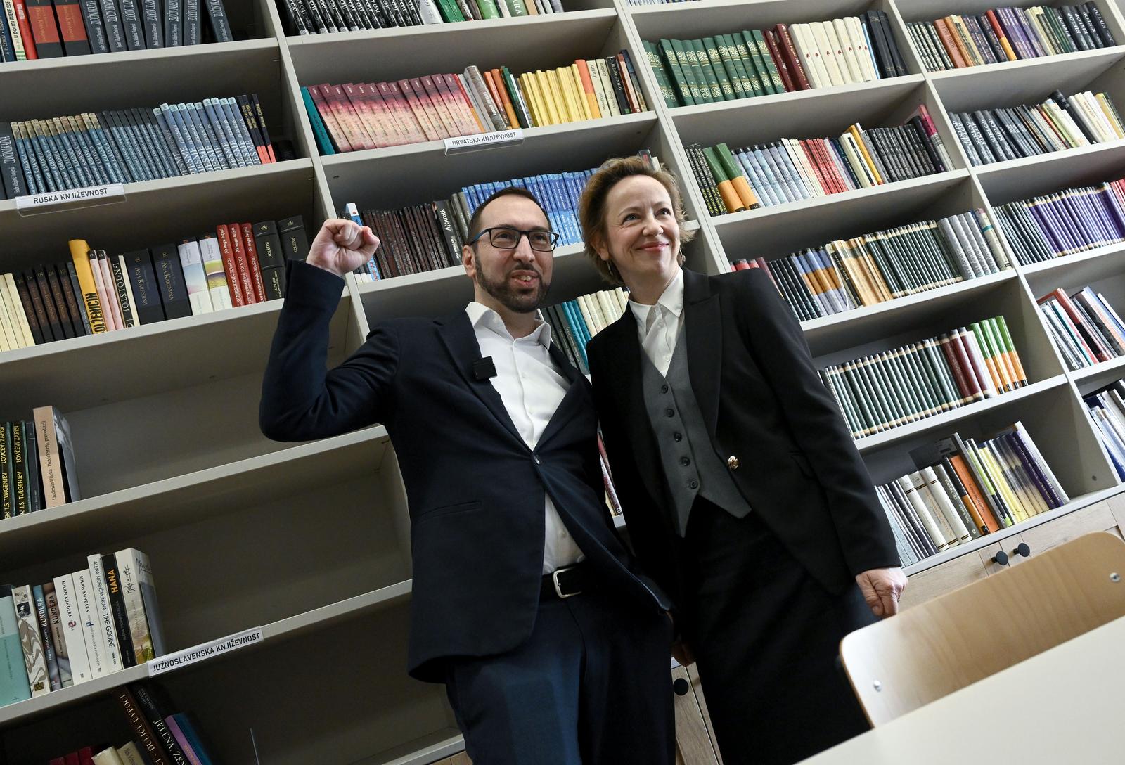 07.02.2025., Zagreb - Gradonacelnik Tomislav Tomasevic i zamjenici gradonacelnika Danijela Dolenec i Luka Korlaet obisli su cjelovito obnovljenu Gornjogradsku gimnaziju.  Photo: Marko Lukunic/PIXSELL