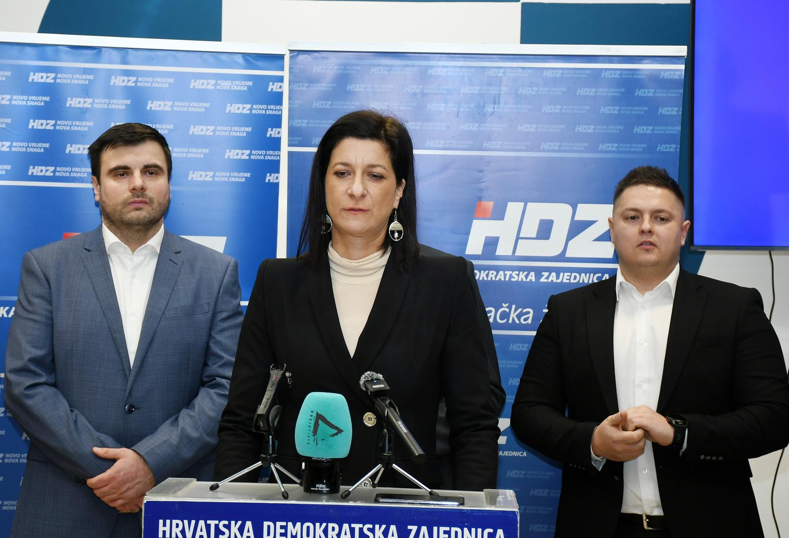 08.01.2025., Sisak - Celnistvo Zupanijske organizacije HDZ-a Sisacko-moslavacke zupanije odrzalo je konferenciju za medije s temom predsjednickih izbora. Magdalena Komes Photo: Nikola Cutuk/PIXSELL