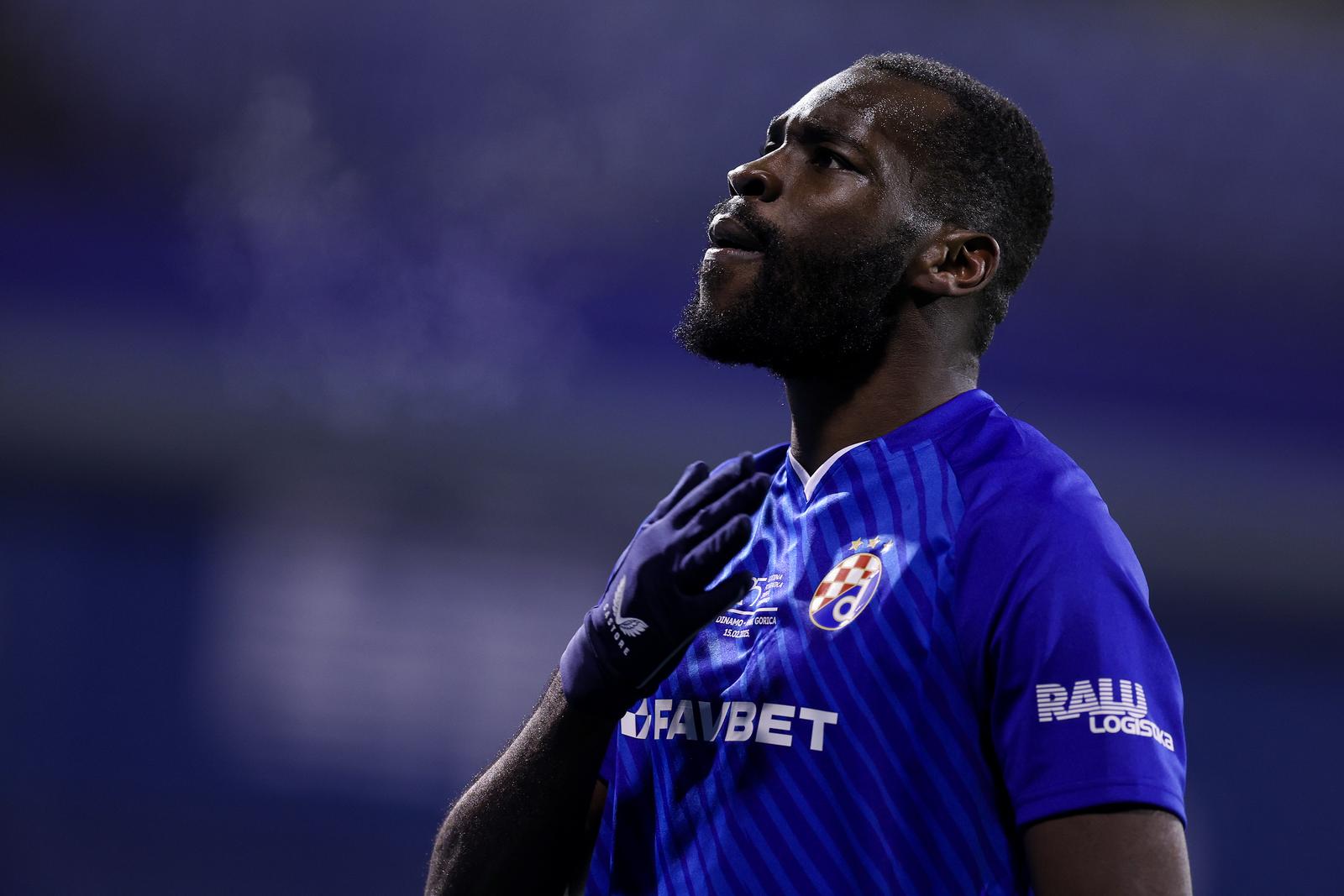 15.02.2025., stadion Maksimir, Zagreb - SuperSport HNL, 22. kolo, GNK Dinamo - HNK Gorica. Slavlje nogometasa Dinama nakon pogotka Wilfrieda Kange za izjednacenje 1:1. Wilfried Kanga Photo: Matija Habljak/PIXSELL