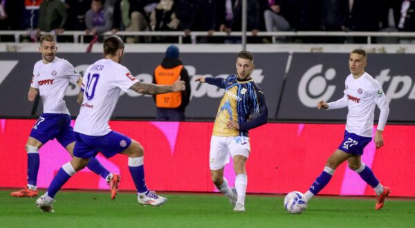 15.12.2024., stadion Poljud, Split - SuperSport HNL, 17. kolo, HNK Hajduk - HNK Rijeka. Marco Pasalic, Stipe Biuk Photo: Sime Zelic/PIXSELL